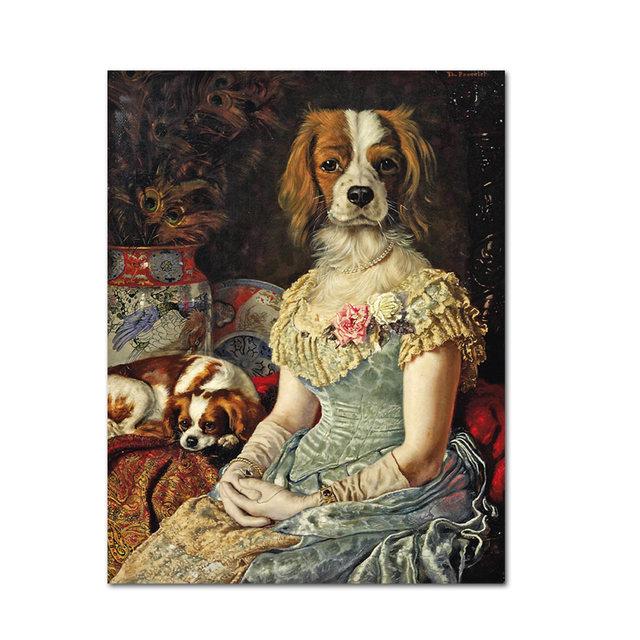 Decor retro, artă de perete, poster cu animale de epocă, pictură în ulei, pânză, decorarea camerei de acasă, imagine cu mașină pentru câine, pentru designul casei, fără cadru