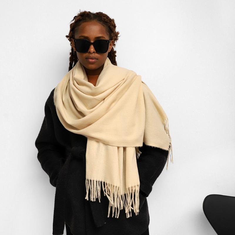 Solid color imitation cashmere scarf Ankara red shawl knitted warm scarf long shawl