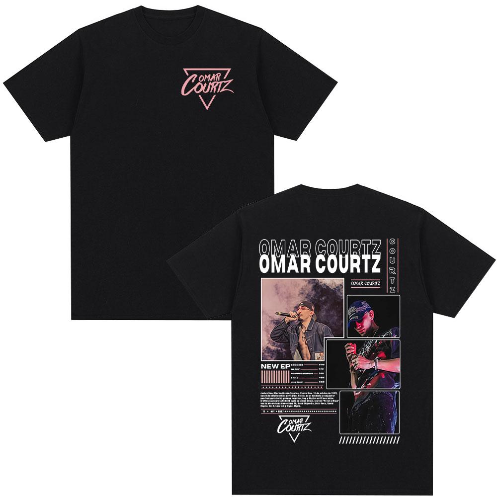 2025 Estate Omar Courtz Primera Musa Album Tour Merch T-shirt Stampata 100% Cotone Uomo Hip Hop Moda Casual Manica Corta