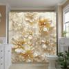 1Pc Pearl Flower Hidden Danger Pattern Shower Curtain, Polyester Fabric, Machine Washable, Suitable For Bathroom Decoration