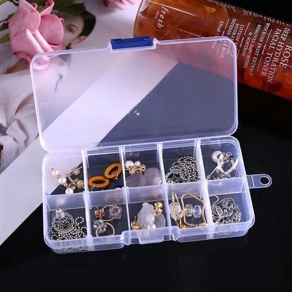 Transparent Multi-Compartment Jewelry and Ornament Storage Box with Removable Dividers