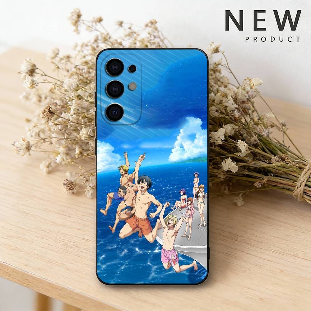 Anime Grand B-Blue Dreaming Handyhülle Für Samsung S26,25,24,23,22,30,21,10,9,Ultra,Plus,Lite Schwarze Weiche Hülle