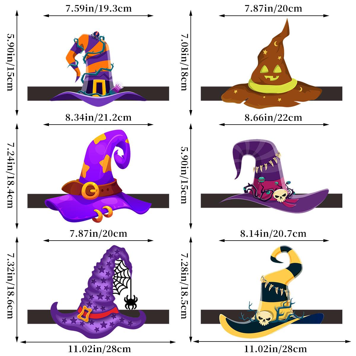 6pcs Halloween Party Decoration Party Hat Witch Hat Party Play Pumpkin Bat Ghost Crown Hat Halloween Decoration