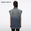 MISS SIXTY Distressed Frayed Hem Denim Vest