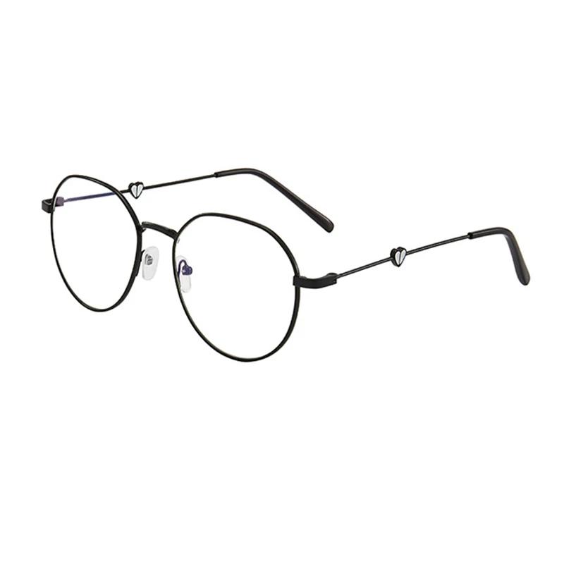 Trendy Korean Student Love Glasses Round Frame Peach Heart Transparent Flat Mirror Literary Glasses Frame Myopia