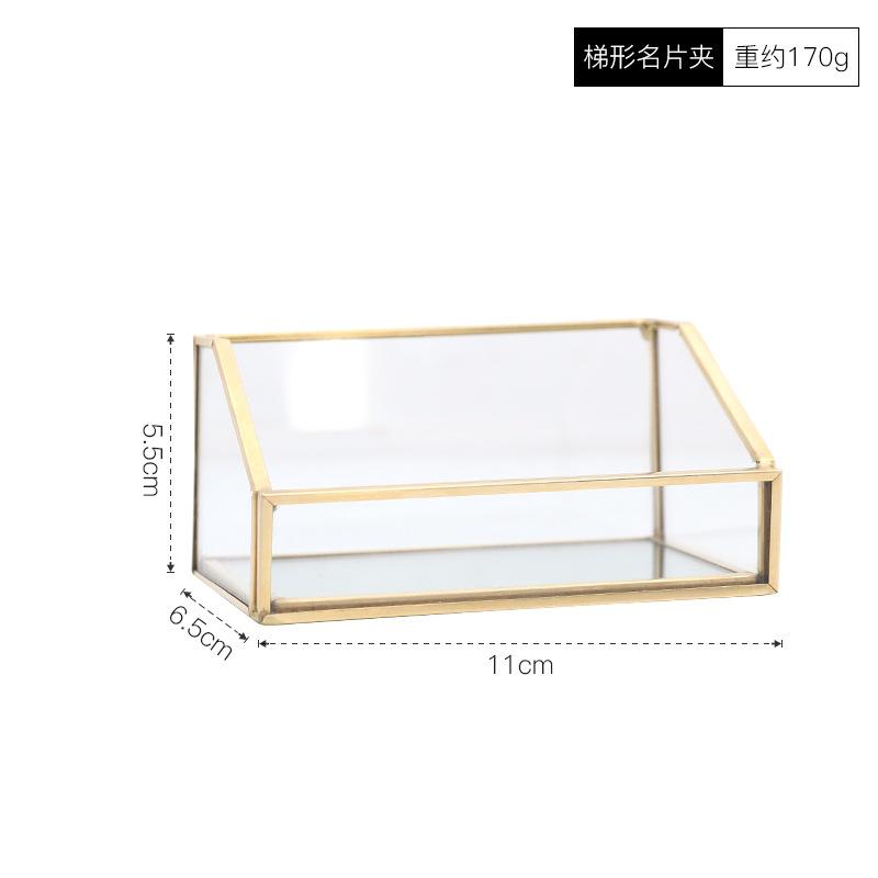 Desktop Business Card Box, Business Card Holder, Desktop Metal Brass, Personalized Glass Business Card Holder, Creative