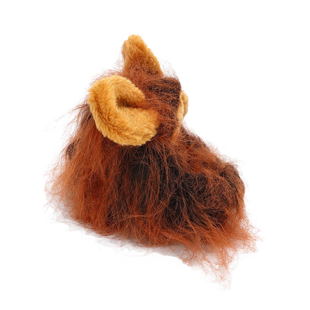 Cat Lion Headgear Decoration Cloth Cute Breathable Pet Lion Wig Lion Mane Costume for Pet Dark Brown