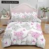 3PCS Single-sided Printed Bedding Set ,Comforter Cartoon Cute Cat Duvet Bedding Cover Pillows Comfortable Bedspreads BeddingSet