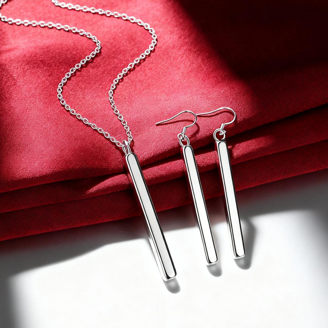 популярный   Медный минималистичный кубоидный кулон ожерелье серьги для женщин мода Универсальные наборы украшений Подарок свадьба 40cm