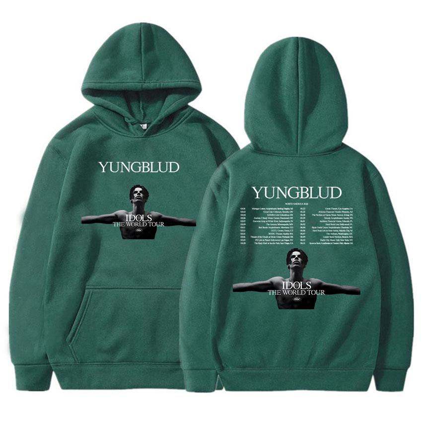 Yungblud 2026 North American Hoodies Idols The World Tour Graphic Print Sweatshirts Long Sleeve Winter Hooded Pullovers Tops