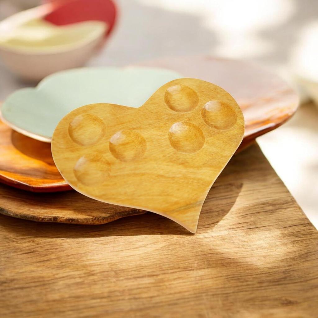 Mini Wooden Palette for Painting-Heart Shape, Handmade Paint Palette for Acrylic, Oil, Watercolor, Gouache Painting, Ideal