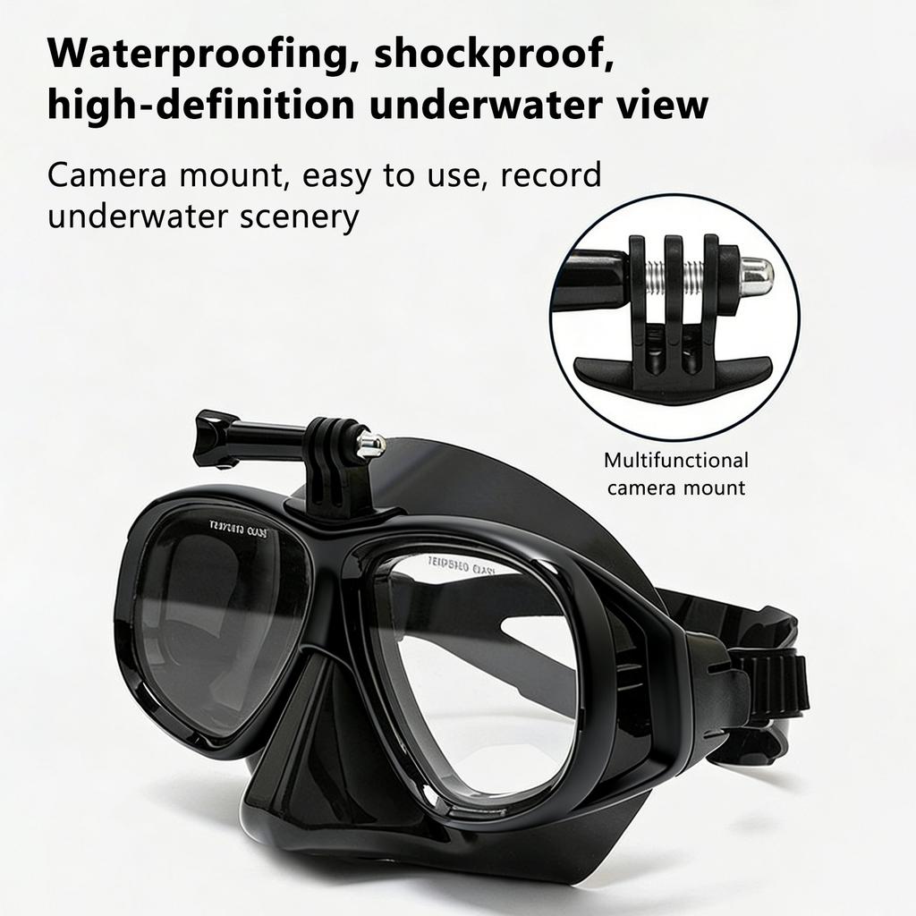 Snorkeling Mask with Action Cam Mount Dry Snorkel Set Comfortable Silicone Diving Goggle for Travel Easy Breathing