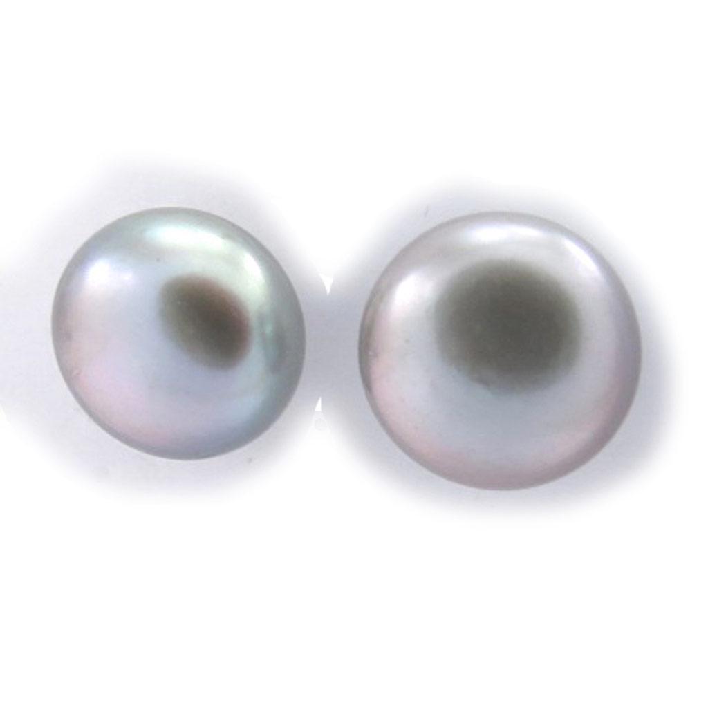 Les Trésors De Lily [K1118] - Gray 'Perla' Earrings 8-9 Mm