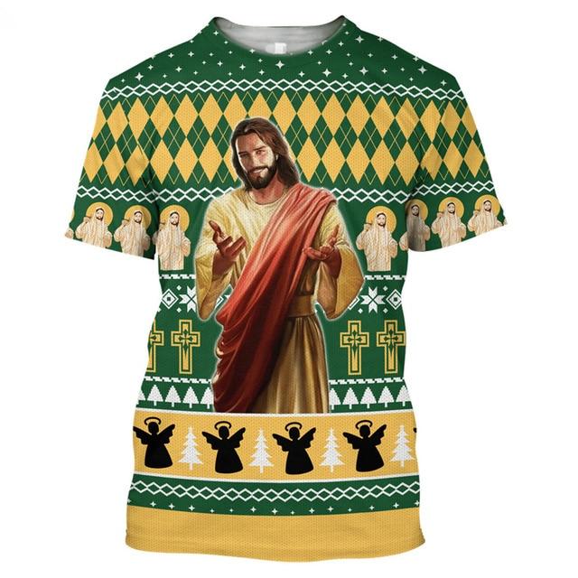 Letní Ležérní Univerzální 3D tisk Jesus Christ Pánská trička s kulatým výstřihem Streetwear s krátkým rukávemTričko velké velikosti Pánské oblečení