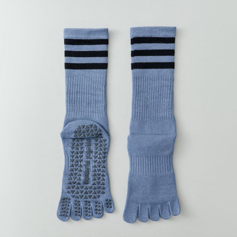 Five Finger Split Toe Yoga Socks Women Professional Pilates Socks Cotton Anti Slip Mid Tube Indoor Dance Fitness Sports Socks