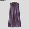 INCERUN Bohemia Men Elastic Waist Casual Long Floral Print Baggy Trousers Pants
