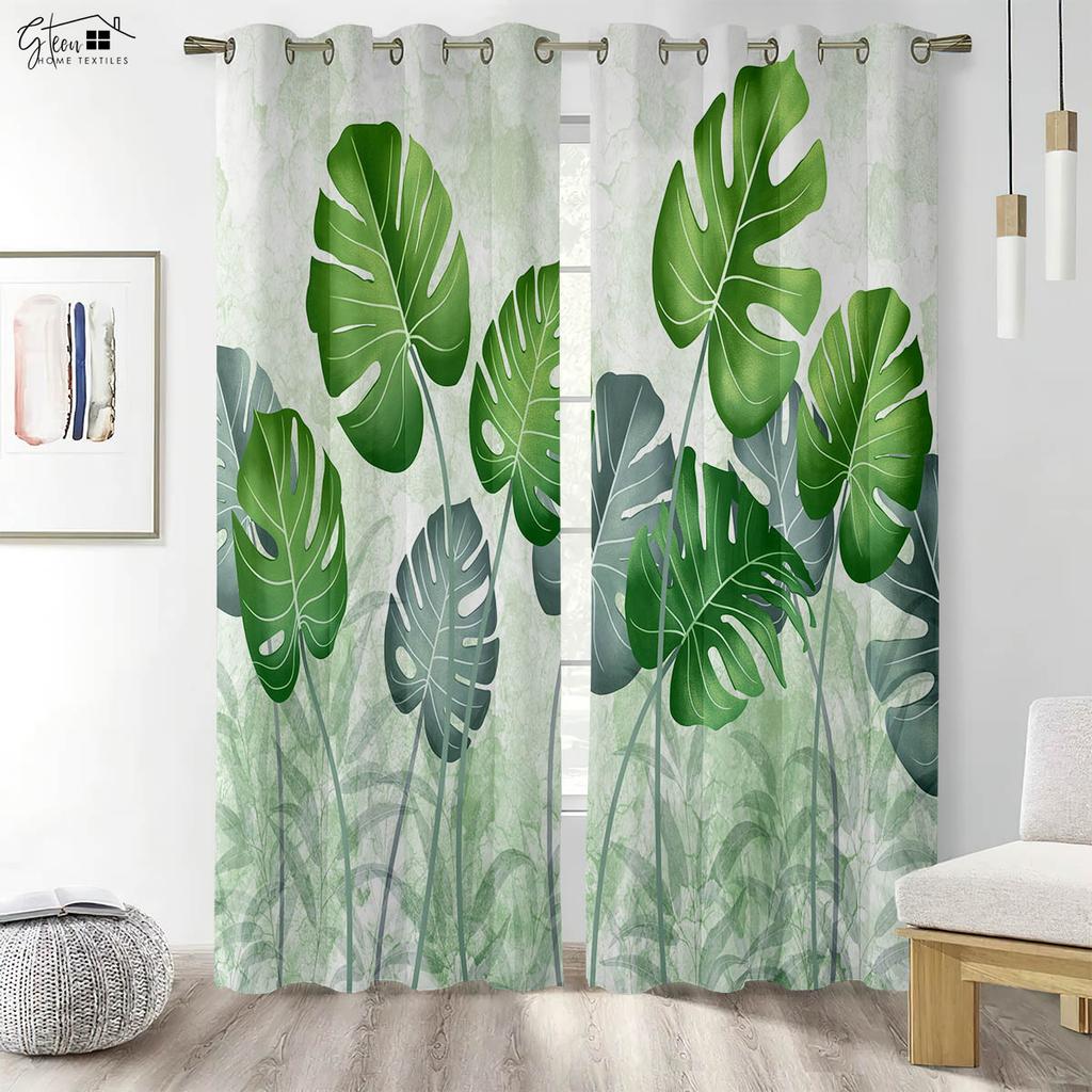 Tropical Rainforest Curtains Southeast Asia Banana Leaf Plant Forest Restaurant B&B Hotel Fresh And Simple Decorative Curtains