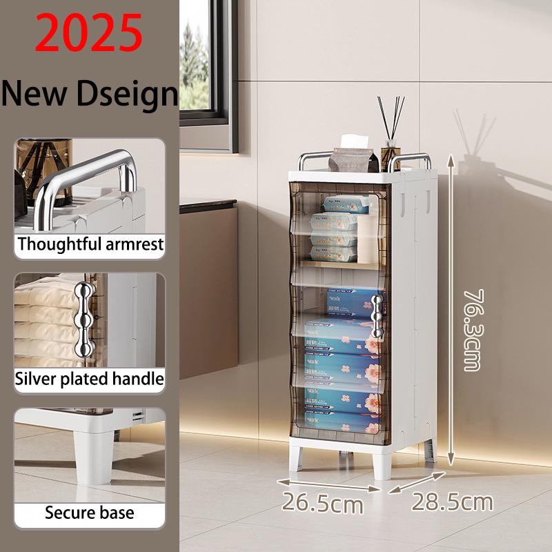 Toilet Storage Catbinet Bathroom Shelf Crevice Storage Cabinet Simple Multi-Layer Storage Cabinet Floor Standing Multifunctional Storage Cabinet