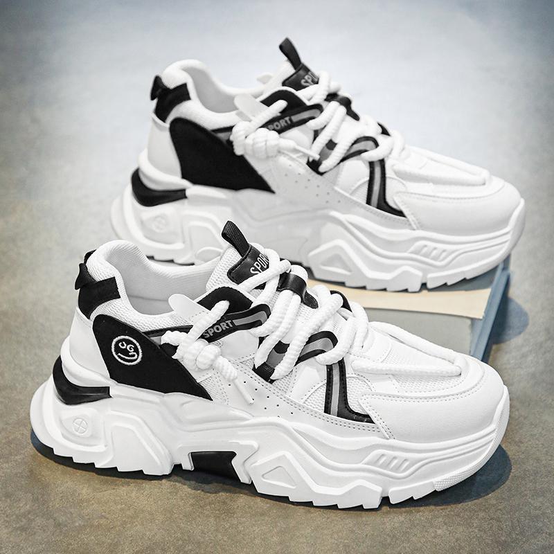 Summer Street Sports Casual Men s Shoes Daddy Shoes C White Yellow, White Black 39