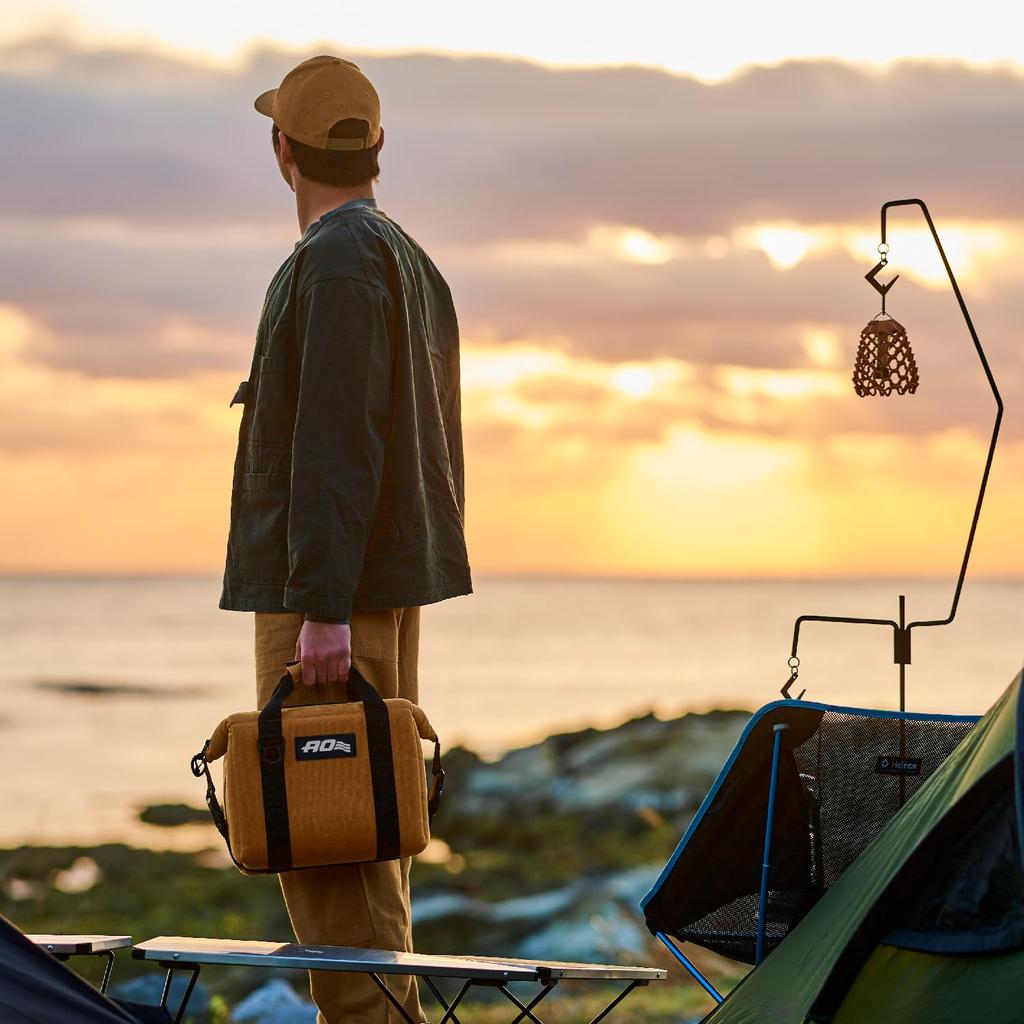 AO Coolers Waxed Canvas Soft Insulated Cooler Cooler Compact Cooler Bag for Outdoor and Picnics Japanese 9-Pack Cooler, Camel, 8.5L, Lightweight,