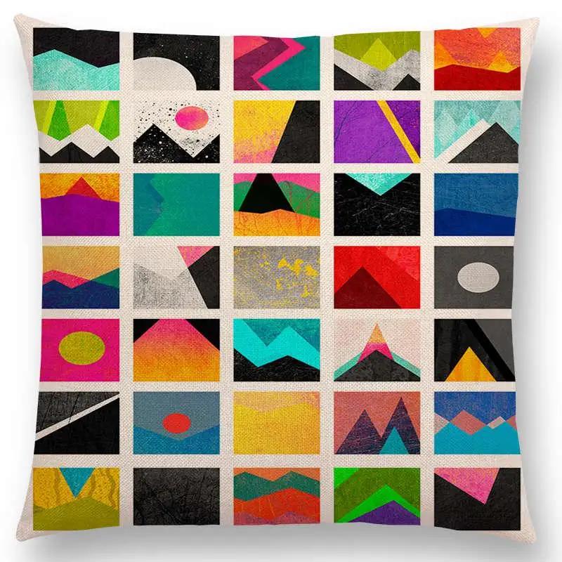 New Abstract Colourful Geometric Pattern Dreamlike Square Round Triangles Sector Diamond Gorgeous Cushion Cover Car Pillow Case