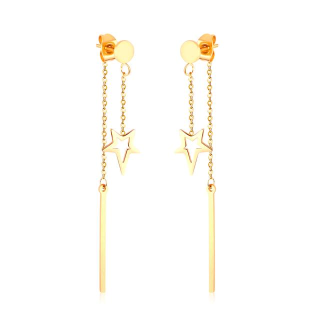 1Pairs Danles Pendants Drop Earrings Stainless Steel 18k Gold Plated Tassel Chains Long Earrings for Women Accessories Party