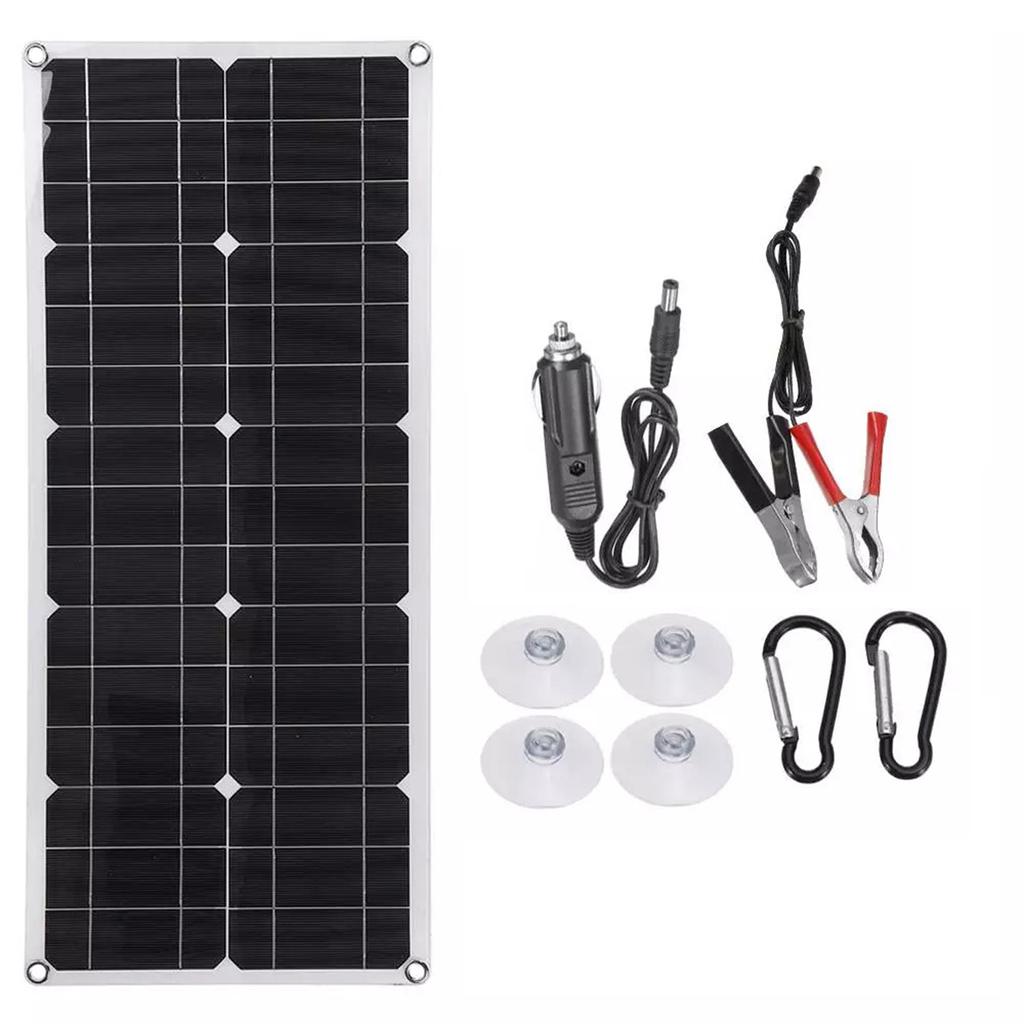 30W 18V Semi-Flexible Solar Panel Outdoor Solar Charging Panel USB Cell Phone Charger
