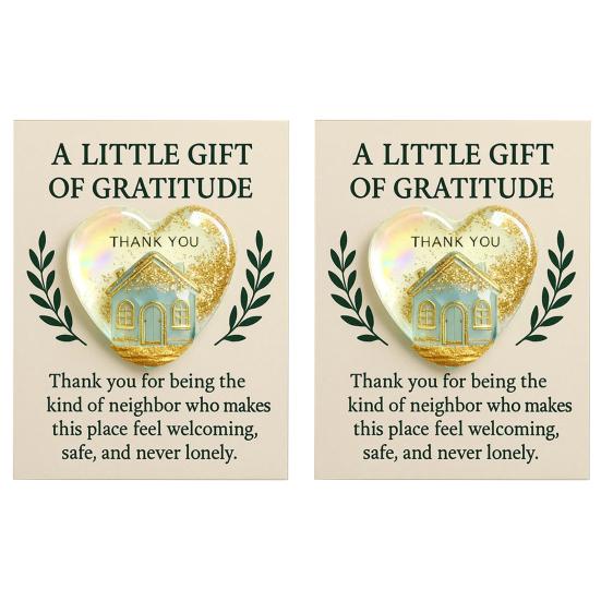 Thank You for Being The Kind of Neighbor Gift Little Heart Pocket Hug Token with Inspirational Card Appreciation Gifts for Neighbors