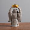 Sandstone & Handmade Resin Craft Statue, Chinese Style Smiling Buddha & Maitreya Buddha, Gold-Painted Creative Gift Decoration
