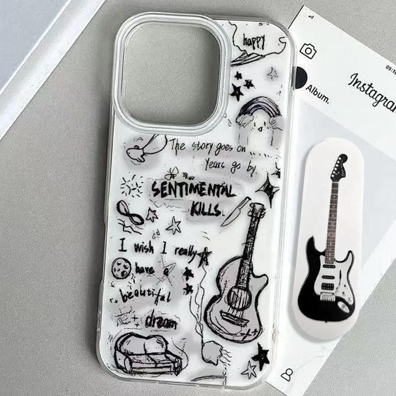 Graffiti Grey Guitar Personalized Trendy Phone Case for Xiaomi Redmi 15 14C 13 12 A3 A2 A1 10 9 8 K60 K40 Plus Ultra 4G 5G Cover