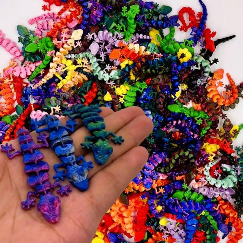 10/20Pcs Creative Joints Movable Home Scene Decoration 3D Printed Mini Lizard Figurines Animal Toys Christmas Gift For Kid