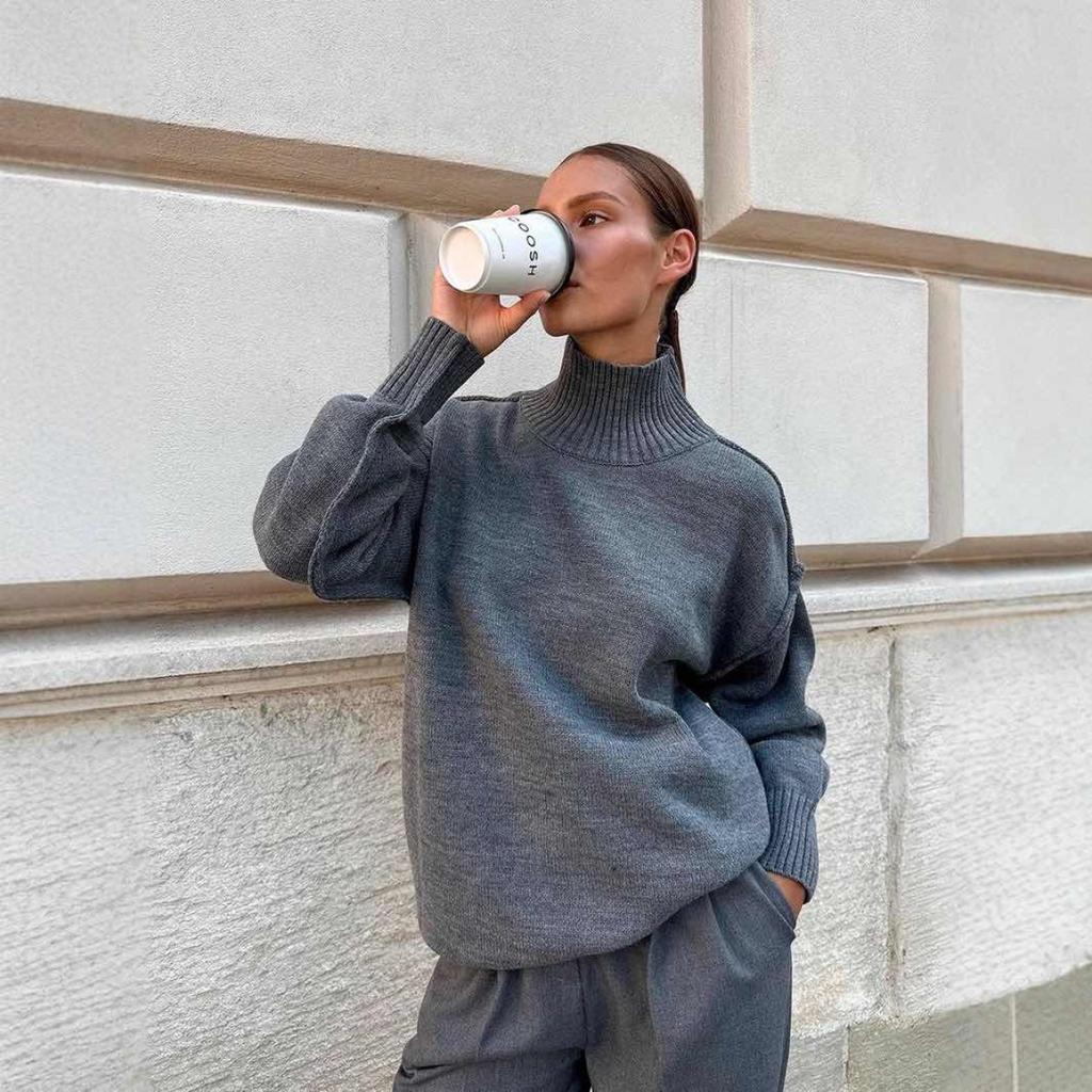 Autumn Winter Women's Solid Color Knitted Turtleneck Sweater Female Warm FashionThick Loose Casual Pullovers