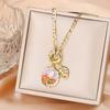 Hot Sale Metal Oil Drop Ocean Series Flower Pearl Leaf Pendant Necklace Charming For Woman Girl Casual Vacation Jewelry Gift