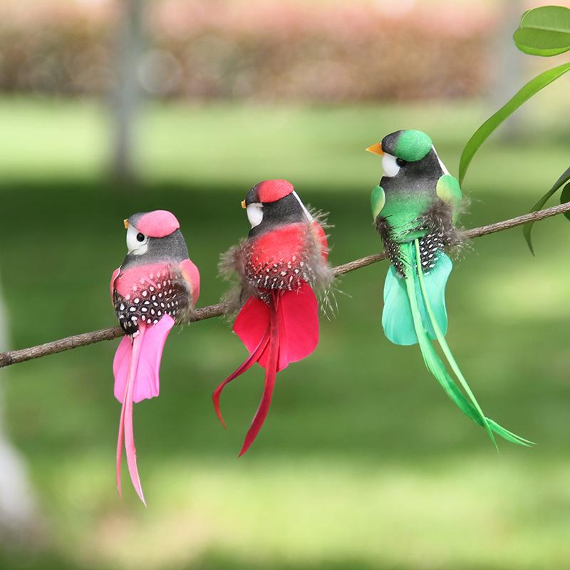 1Pc Swallow Tail Bird Clip Handmade Simulation Artificial Bird with Plant Decoration Handicraft Ornament for Home Decor