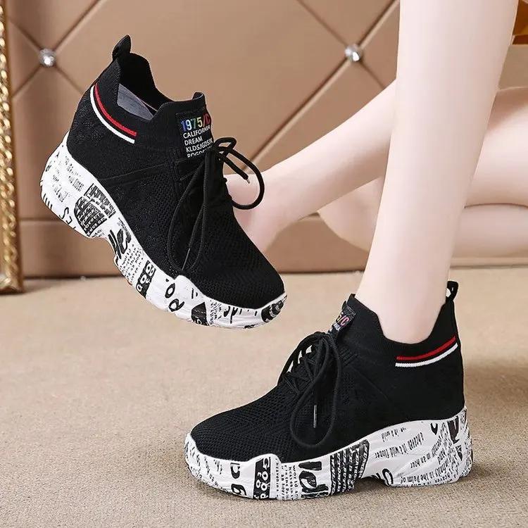 Built-in High-soled Sneakers Lightweight Mesh Breathable Casual Running Shoes 2024 Spring and Autumn New Women's Shoes Summer