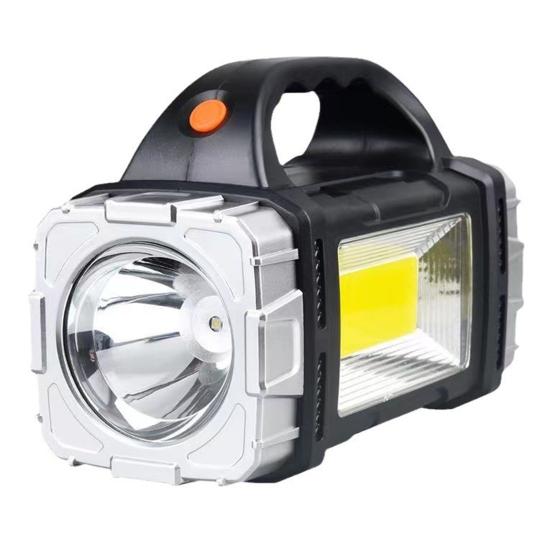 

Портативная лампа на солнечной батарее с ручкой, перезаряжаемая через USB, 7 режимов, высокий люмен, IPX5, водонепроницаемый светодиодный рабочий фонарь, фонарик для кемпинга серебряный