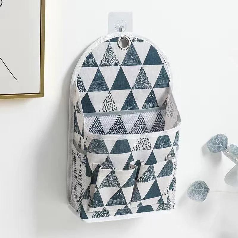 

Тканевый подвесной органайзер для хранения для общежития, настенный, настенный, дверной, с двойными карманами, боковой сетчатый органайзер, держатель для книг, журналов, телефона