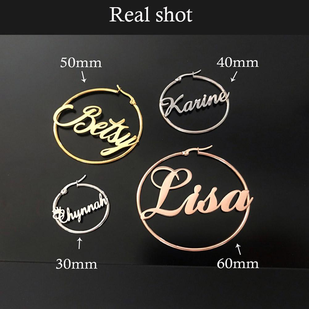 Lucktune Custom Name Hoop Earring Stainless Steel Personalized Letter Nameplate Earrings for Women Jewelry Valentine's Day Gifts