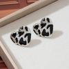 Vintage Einzigartig Leopardenmuster Quadratisch Rund Herzförmig Ohrringe Damen Textur Emaille Geometrisch Steckerohrringe Schmuck