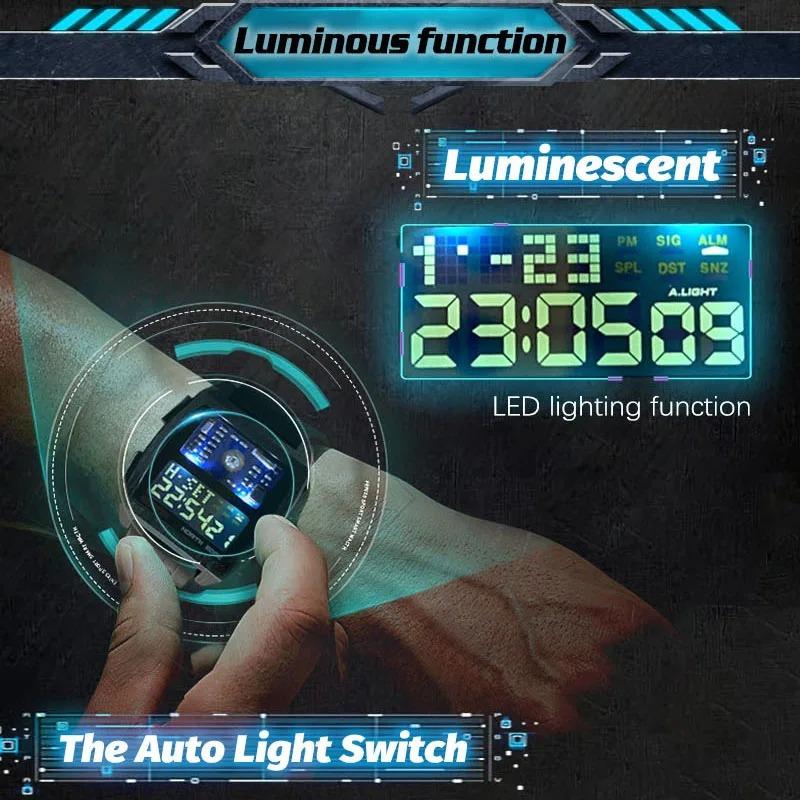 NORTH EDGE Herren Digitaluhr Retro Industrie Metall Stil Wasserdicht 50M Sport Uhren Für Männer Welt Zeit reloj de hombre