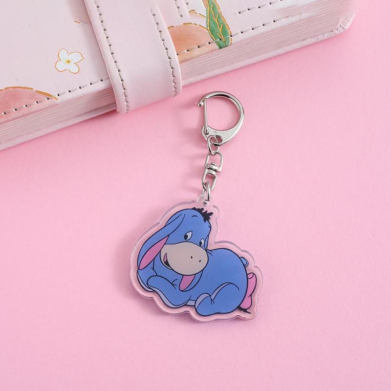 1/12Pcs Disney Winnie the Pooh Acrylic Car Keychain Cute Backpack Pendant Funny Bag Charms Accessories Decoration Holiday Gifts