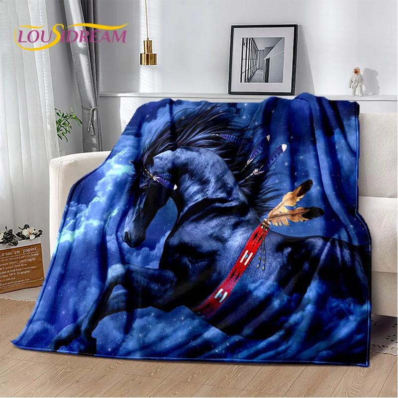 Horse Animal Pentium Gallant Steed Blanket,Soft Throw Blanket for Home Bedroom Bed Sofa Picnic Travel Office Cover Blanket Kids