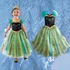 Kids Princess Elsa Dress Costume Frozen Elsa Dress Luxury Set Green Heart Magic Braided [YITING] 5-Piece - (Princess Dress, Tiara, Wand, Gloves, Wig)