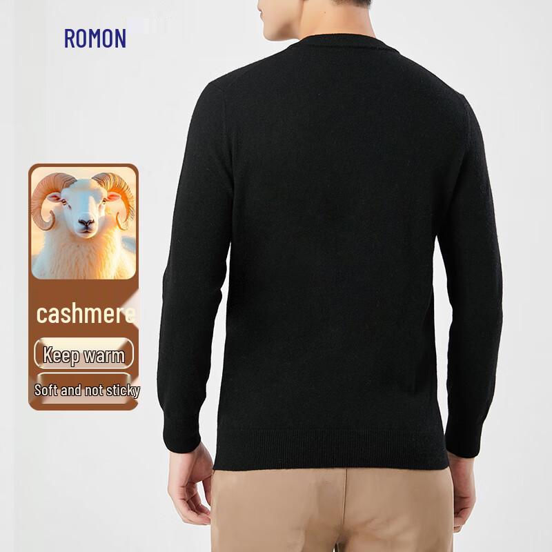 ROMON Men's Cashmere Blend Round Neck Pullover Sweater