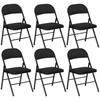 Set of 6 Folding Chairs with Padded Seat in Polyester and Steel Structure, Black