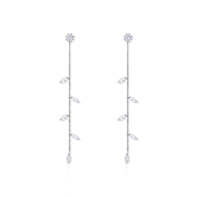 S925 Silver Needle Diamond Willow Leaf Tassel Earrings for Women - Versatile, Simple, Trendy Long Earrings (2020)