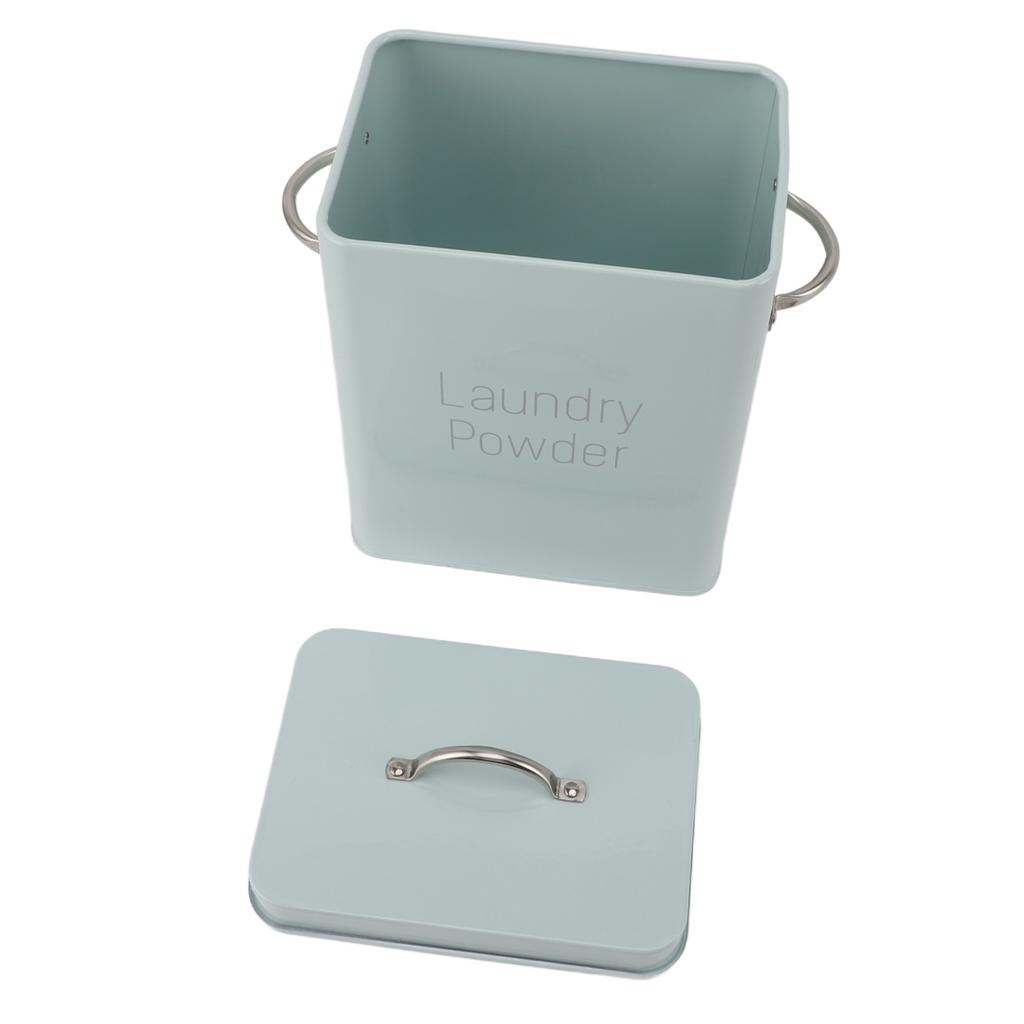 Metal Laundry Room Container with Dual Side Handles with Spoon Lid Farmhouse Laundry Powder Container for Washing Powder Rice Dog Food