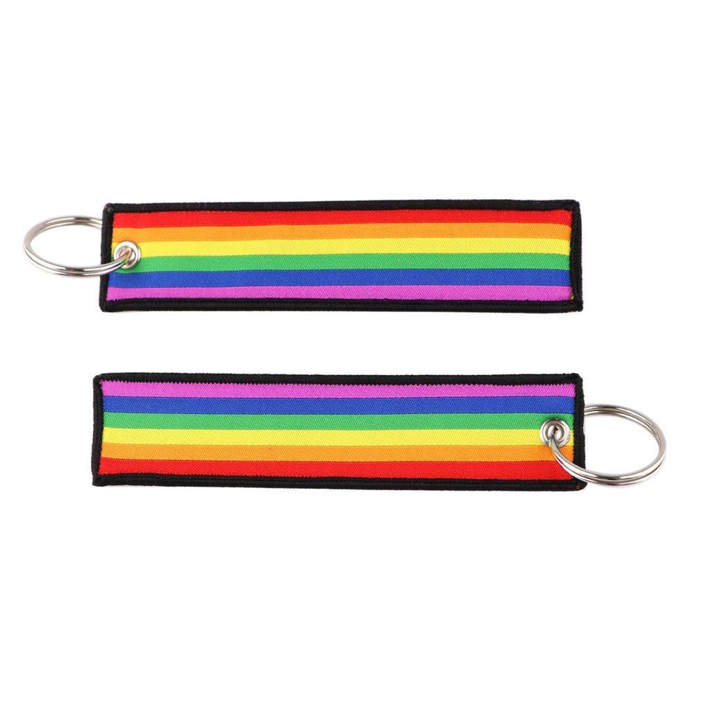 Rainbow Woven Label Keychain and ID Card Lanyard