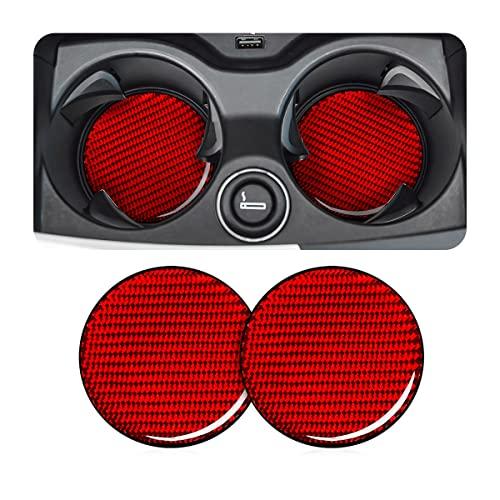 AUCELI 2 Pcs Car Cup Holder 2.75" Carbon Fiber Coaster Non-slip Bottle Pad Embedded
