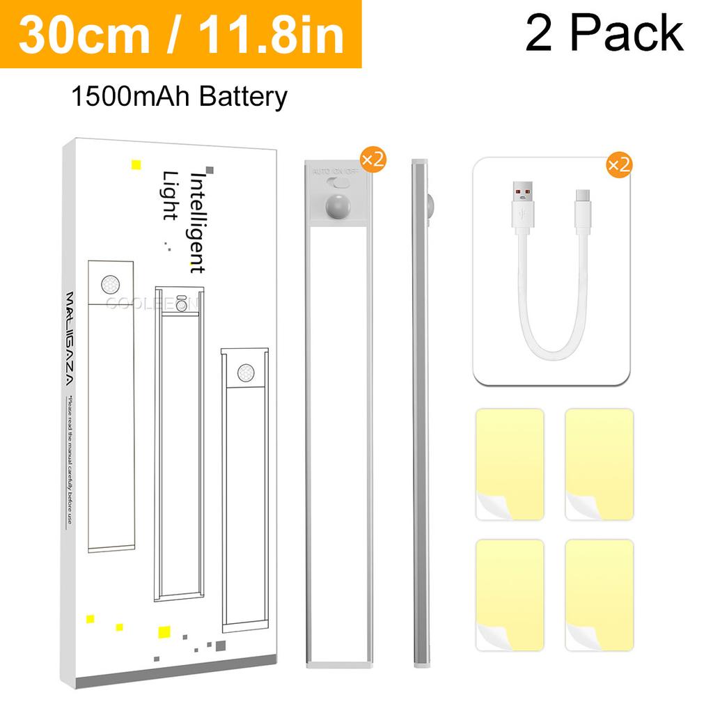 Unterschrank-Bewegungssensorlampe 20 30 cm 3-Farben-Lichtleiste Einstellbares LED-Licht Wiederaufladbare dimmbare magnetische Innen-Nachtlampe